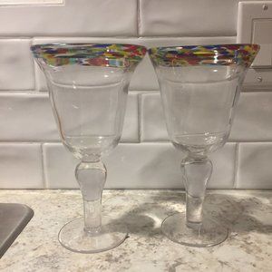 Hand Blown Margarita/Drink Glasses - Set of 2